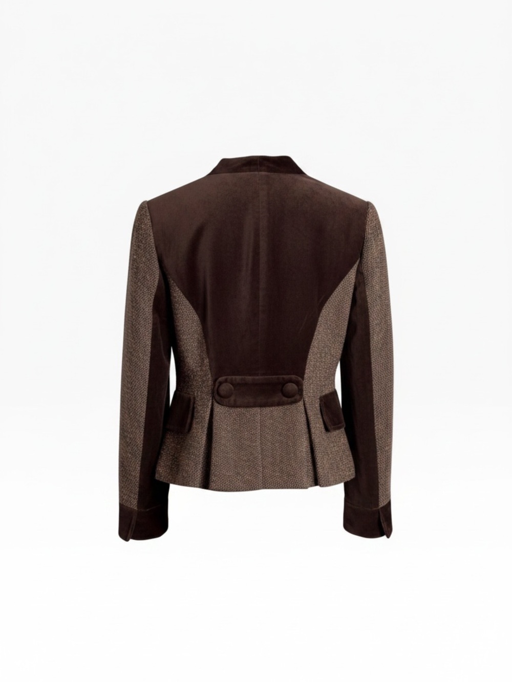 Boston Design Studio Brown Tweed Velvet Blazer 4 Dark Academia Equestrian - Picture 2 of 9